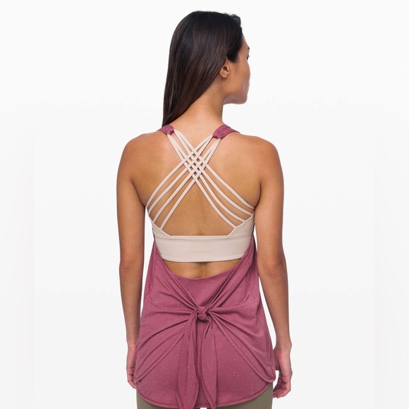 lululemon athletica Tops - Lululemon Tied in Energy 2-in-1 Tank ~ Sz 8 Plumful / Pink Bliss Built In Bra